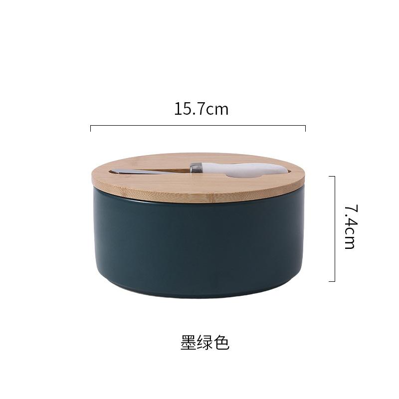 6-дюймовая керамическая коробка для масла с крышкой, герметичная коробка, круглая бытовая коробка для масла с ножом, масленка, сырная коробка, кухонная утварь