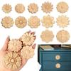 Furniture Parts Unique Natural Floral Wood Carved Woodcarving Decorative Wooden Figurines Crafts Corner Appliques Frame