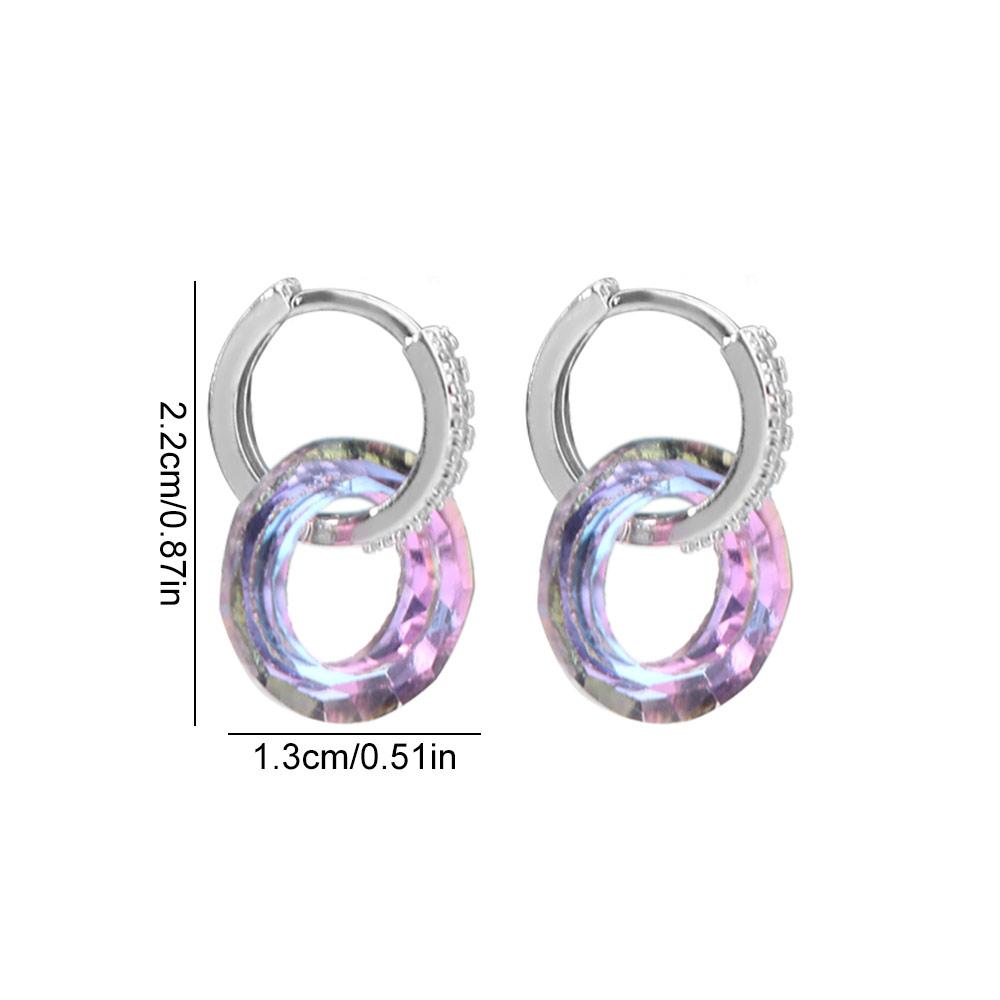 Simple Gradient Iridescent Ear Jewelry Light Luxury Minimalist Crystal Earrings  Daily Wear