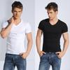 Erkaklar uchun 2 dona Slim Fit futbolka Qisqa yengli V-bo'yinli futbolka Kundalik yozgi klassik asosiy futbolka