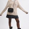 COACH Madison 19 brand logo lock closure calfskin and faux leather crossbody bag small women's black