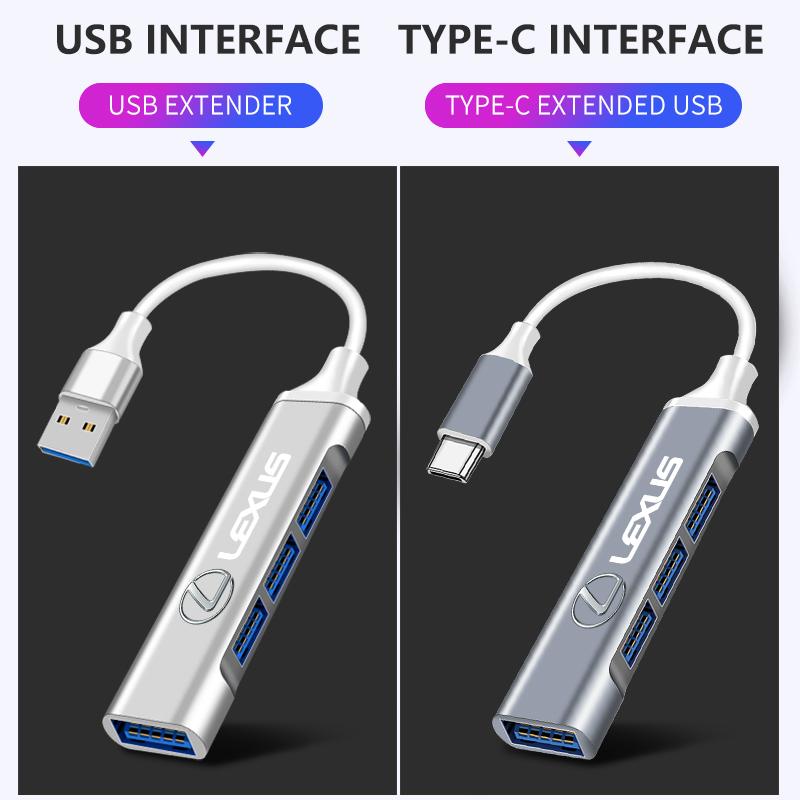 USB 3.0 Хаб 4 в 1 Адаптер Type C для Lexus F SPORT LBX NX RX 350h 450h ES UX 300e GS GX IS LS LX CT LC Аксессуары для интерьера