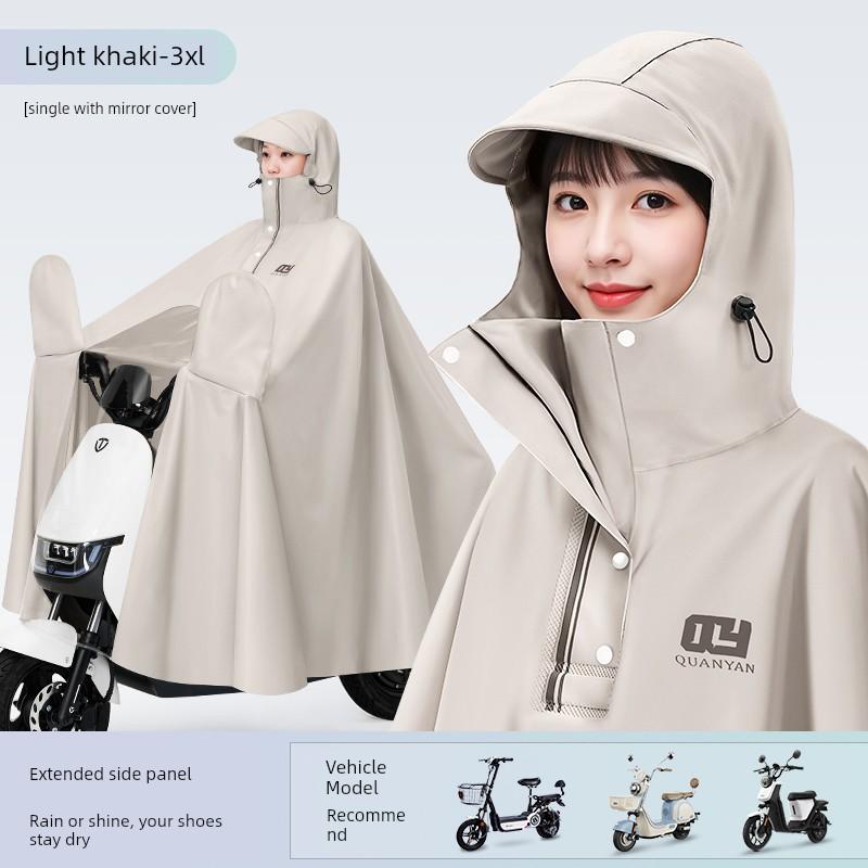 Electric Scooter Raincoat for Women, Single-Person, Long, Full-Body, Storm-Proof, Extra Large and Thick, Waterproof Poncho for Riding