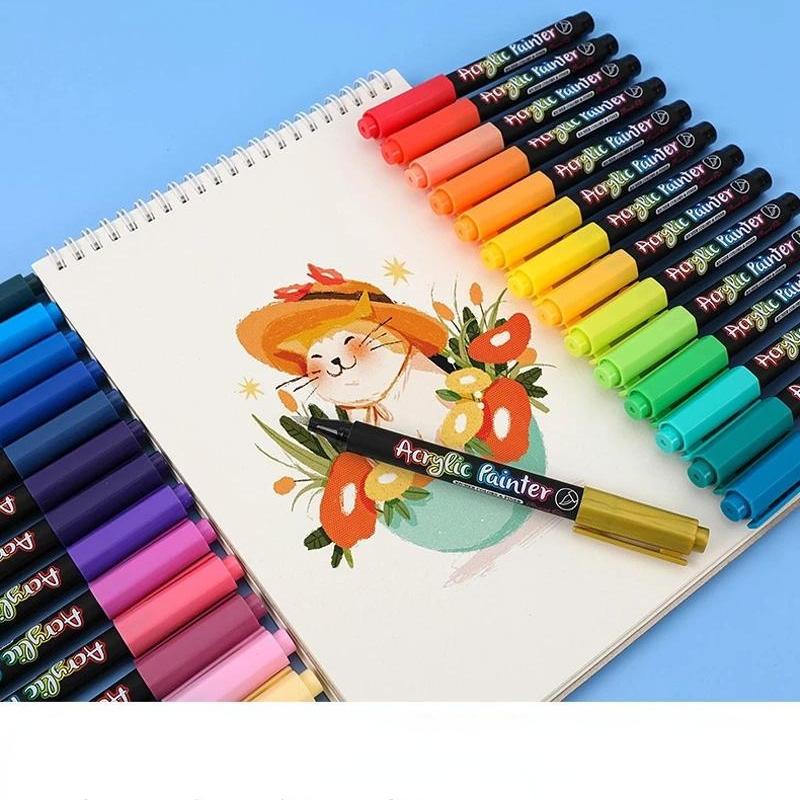 Мягкие кисти для акриловых маркеров с ультратонкими кончиками и маркеры-кисти для рисования камней, кусков дерева, керамики, рождественских украшений