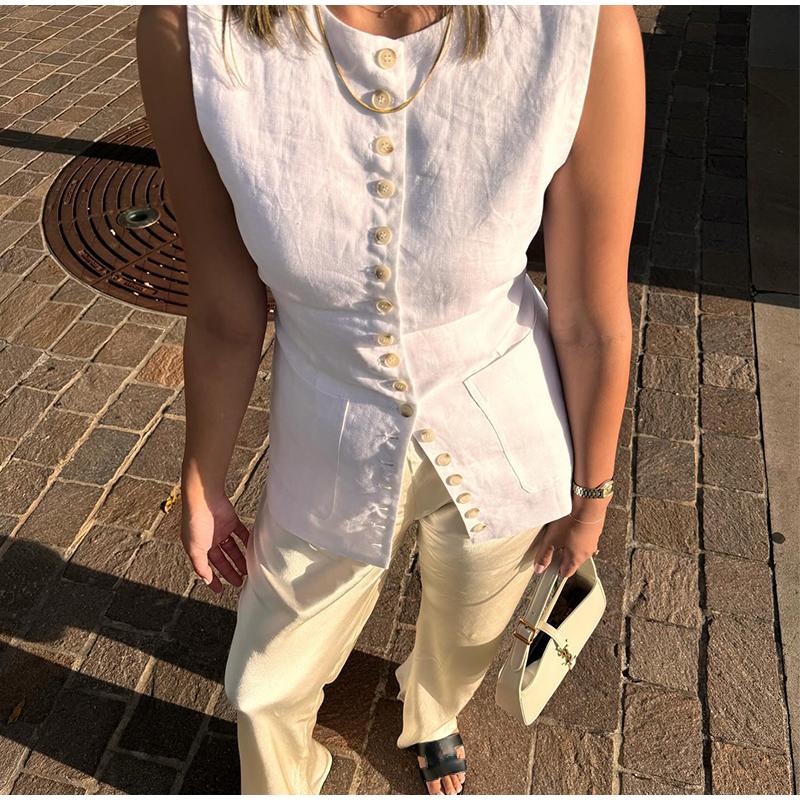 Женский черный жилет однобортный с круглым вырезом без рукавов тонкий тонкий пиджак на шнуровке топы блейзер жилет женский офисный длинный жилет