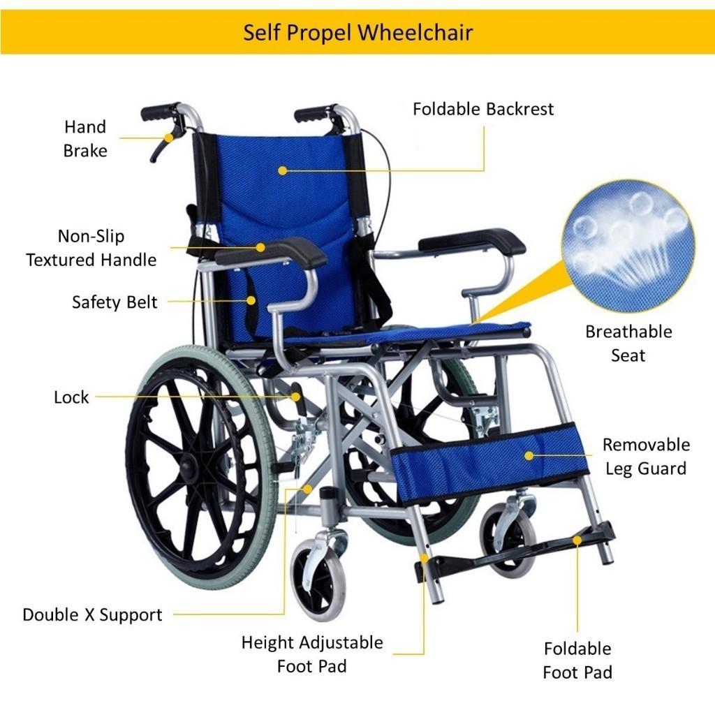 Portable And Foldable Self Propel Lightweight Wheelchair Travel Push Chair