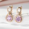 Роскошные серьги-капли Kinel с фиолетовым цирконом для женщин, свадебные украшения цвета розового золота для невесты