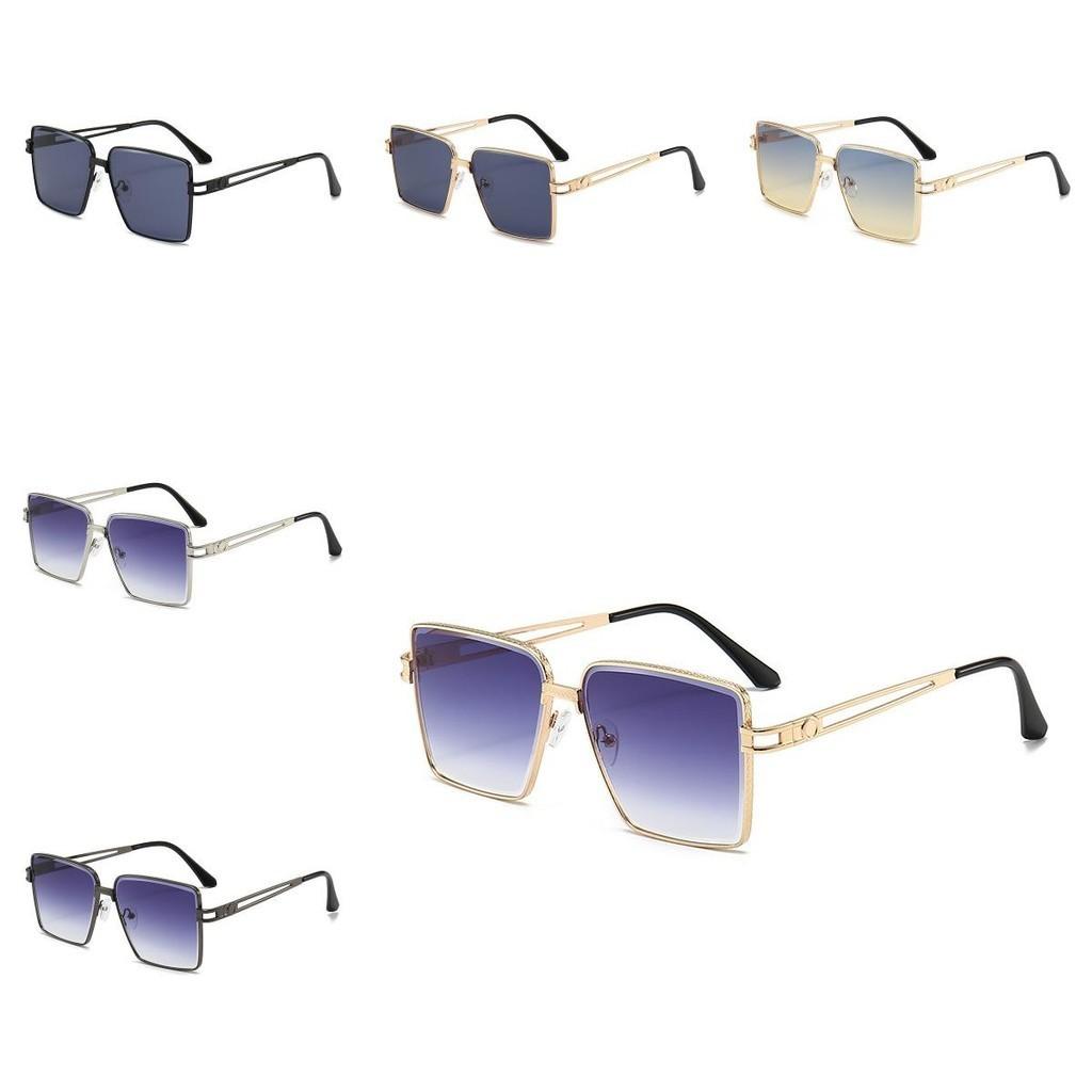 Fashionable Uv400 Black Lens Gold Frame Gradient Sunglasses Women's Oversized Street Snap Eye Glasses