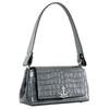 Vivienne Westwood Hazel Crocodile Pattern Magnetic Closure Leather Shoulder Bag Medium Women bags Black 46020001WL00A2ANTHRACITE
