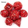 7 Pcs Red White Stripe Metal Dice Solid Metal Polyhedral Dice Set Suitable for Role-Playing RPG Board Game Card Game