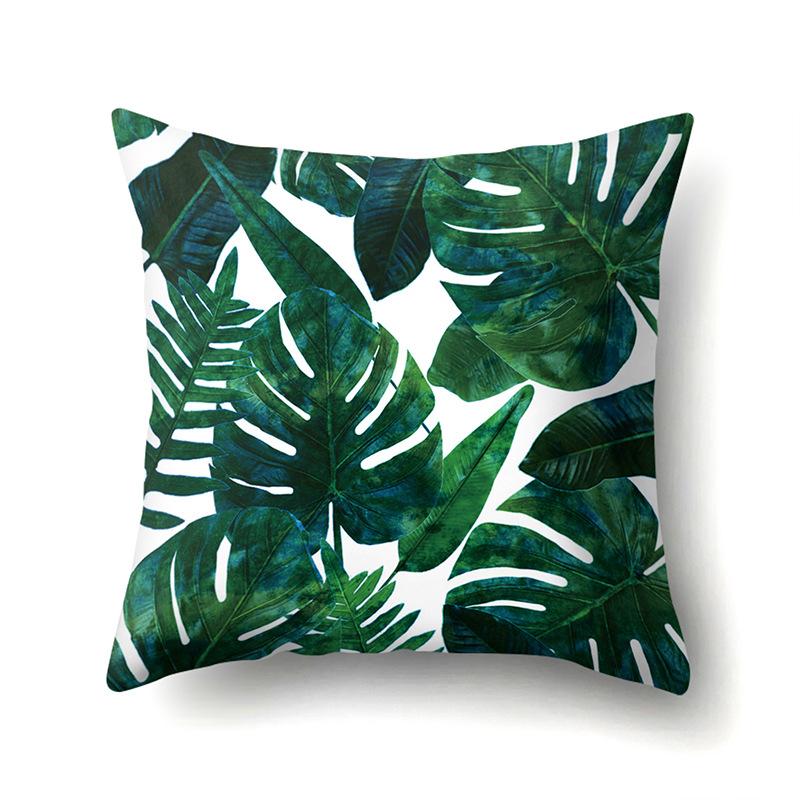 Polyester Pillow Case Nordic Ins Style Plant Flower Print Peach Leather Velvet Cushion Cover Car Waist Cushion Cover