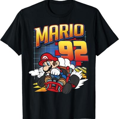 Mario Kart 92 Классический Дрифт Цветная Графическая Футболка Футболка