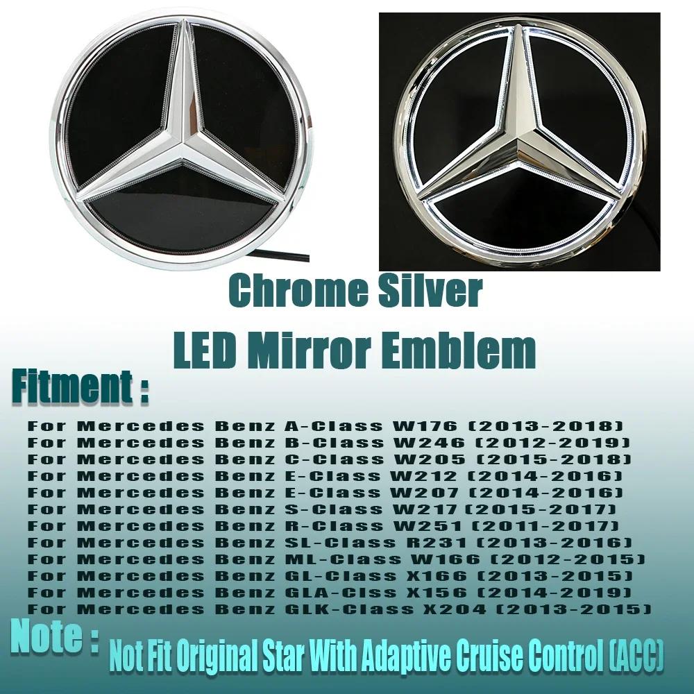 Silver Border 3D Mirror Emblem For Mercedes Benz A W176 B W246 C W205 Class Matte Black OE Style Front Grille Star Emblem Logo p5