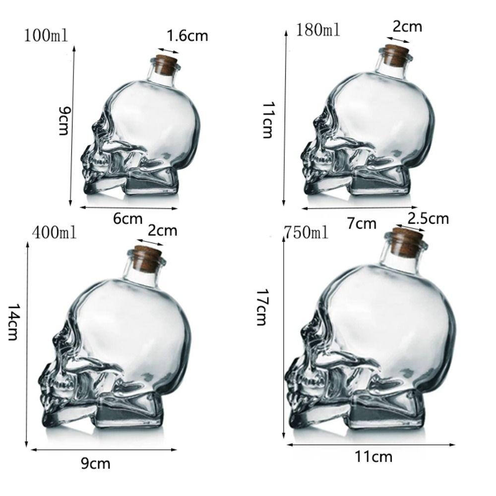 Glass Skull Head Cup 100-750ML Water Bottle Creative Skull Head Wine Bottle Halloween Gift