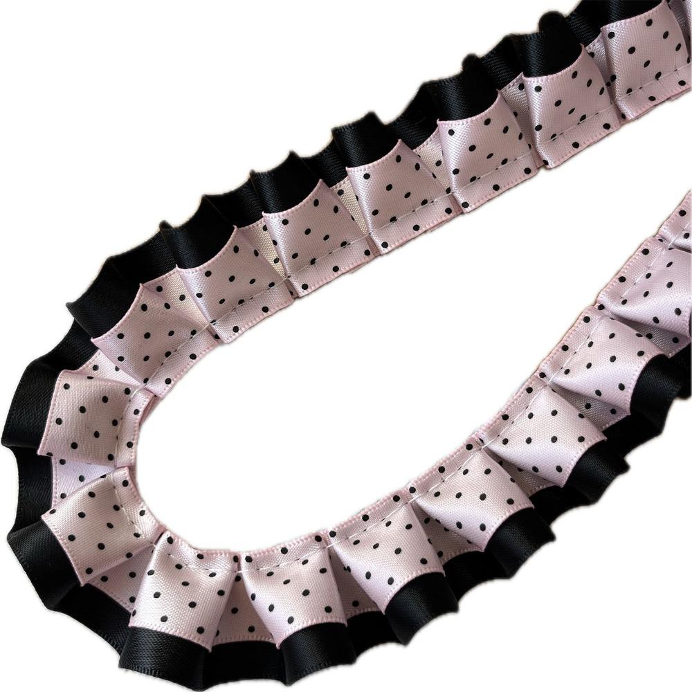 2M Pleated Ribbon Trim Ruffle Trim Collar Cuff Trim Double Layer Lace Ribbon Needlework Crafts DIY Lolita Dress Ribbon