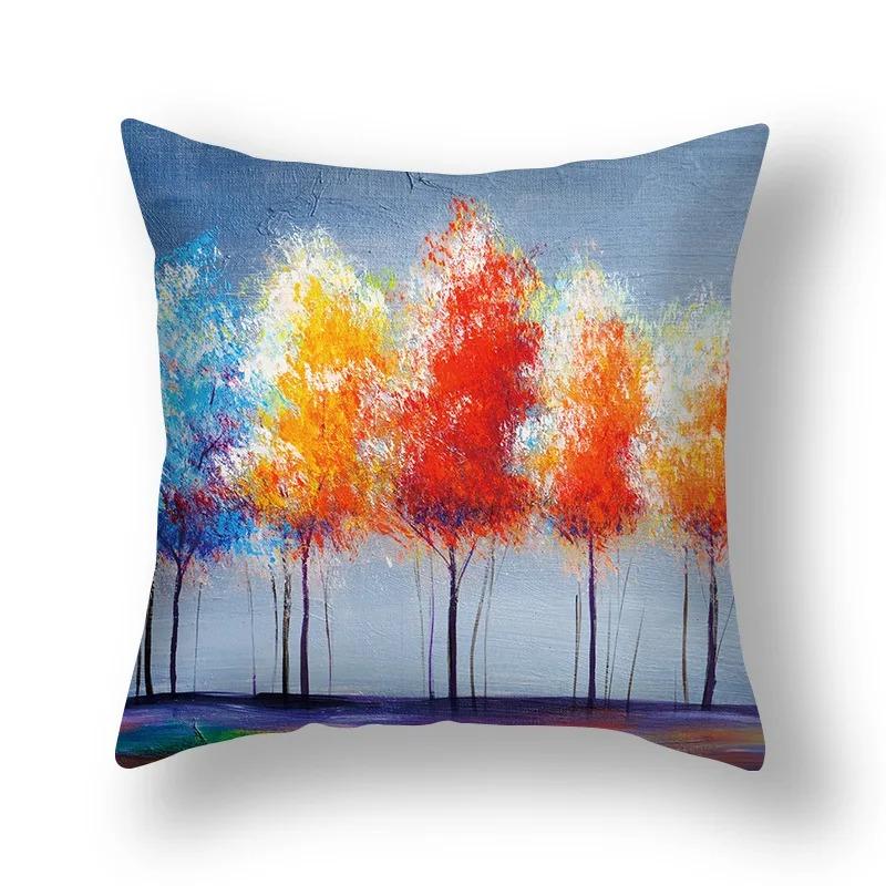 Pillowcase Sofa Living Room Colorful Tree Cushion Cover Home Decoration Tree Landscape Pillowcase