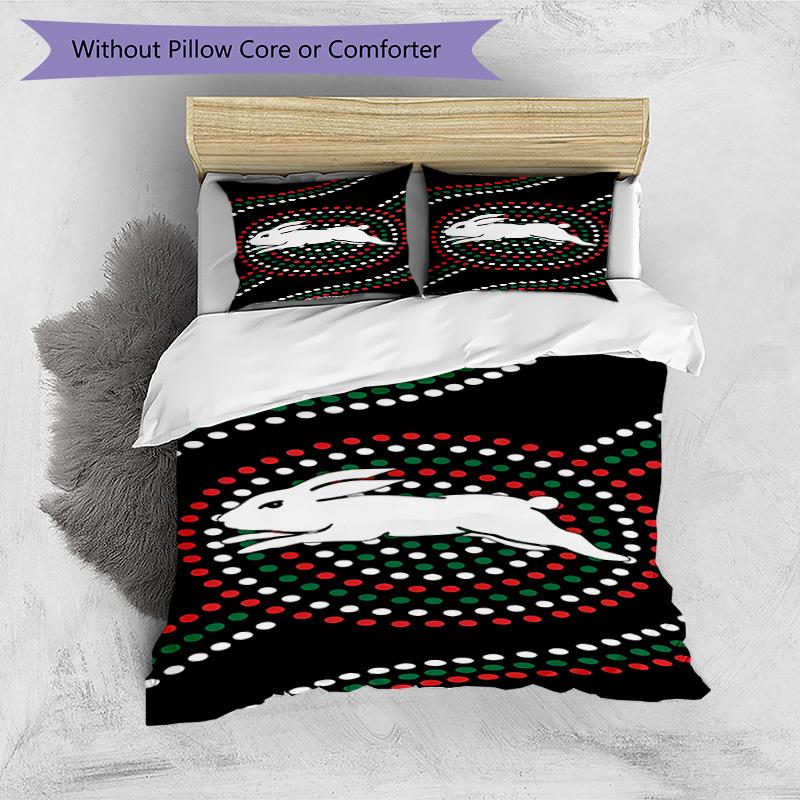 3pcs Duvet Cover Set (1*Duvet Cover + 2*Pillowcase, Without Core), South Sydney Rabbitohs Print Bedding Set, Bedroom Decor, All‑Season, Birthday Gift