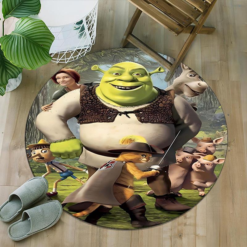 1pc Shrek1 Print Round Carpet Chair Round Carpet Suitable for Bedroom Living Room Home Decorative Carpet