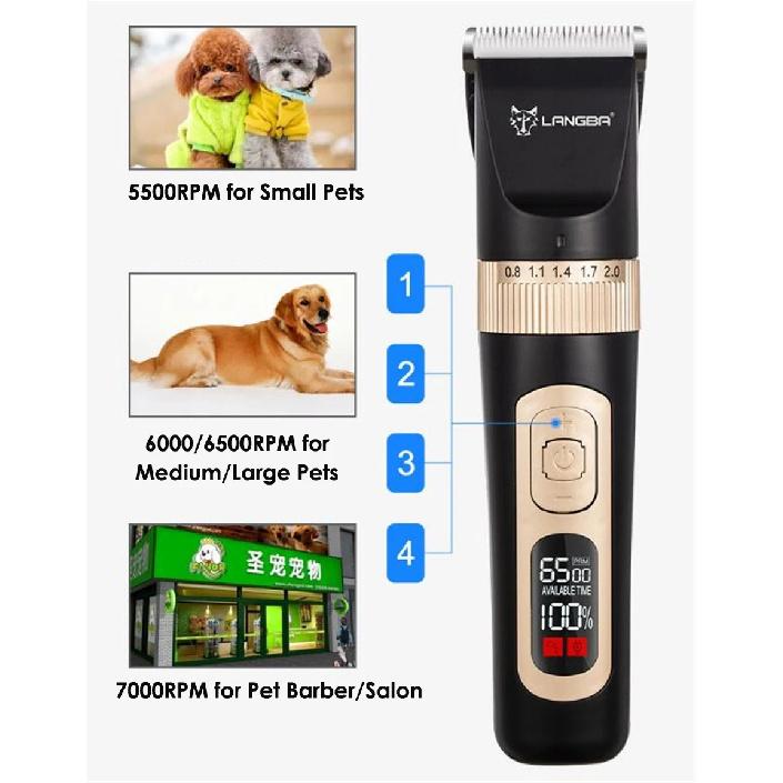 LANGBA C95 Dog Clipper Professional LCD Display Pet Cat Clippers Shaver Electrical Grooming Trimmer Rechargeable Haircut Machine