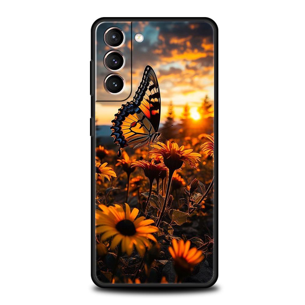Красивый желтый чехол-подсолнух для Samsung Galaxy S25 Edge S24 S23 S22 Ultra S20 S21 FE 5G S10 S9 Plus S10E Мягкая крышка