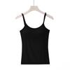 Summer Sleeveless Padded Shirt Strap Basic Tank Top Women Camisoles Tops with Built In Bra