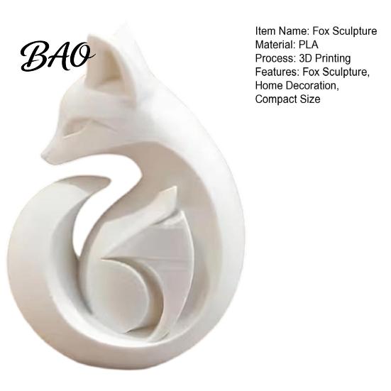 Easy Care Fox Statue 3D Printed Sculpture, Matte White Minimalist Solid Structure Ornament, Sculpture Stain-Resistant Smooth Surface Compact Art Piece