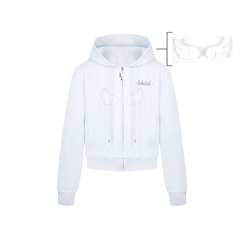 Womens Slim Fit Short Hooded Sweatshirt Letter Embroidery Street Style 2026 Fall