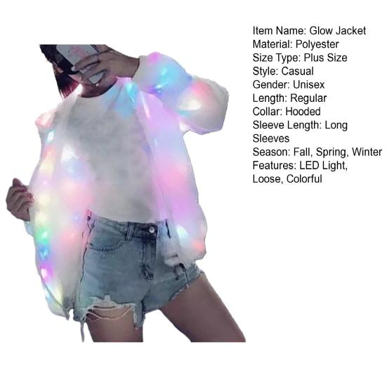 Осенне-зимняя светящаяся куртка, красочный светоизлучающий светильник с капюшоном и карманами с длинными рукавами, светодиодный светящийся костюм, клубное, концертное, танцевальное пальто
