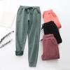 Long Pants Sporty Women Color Drawstring Ankle Warm Tied Solid Trousers Fleece