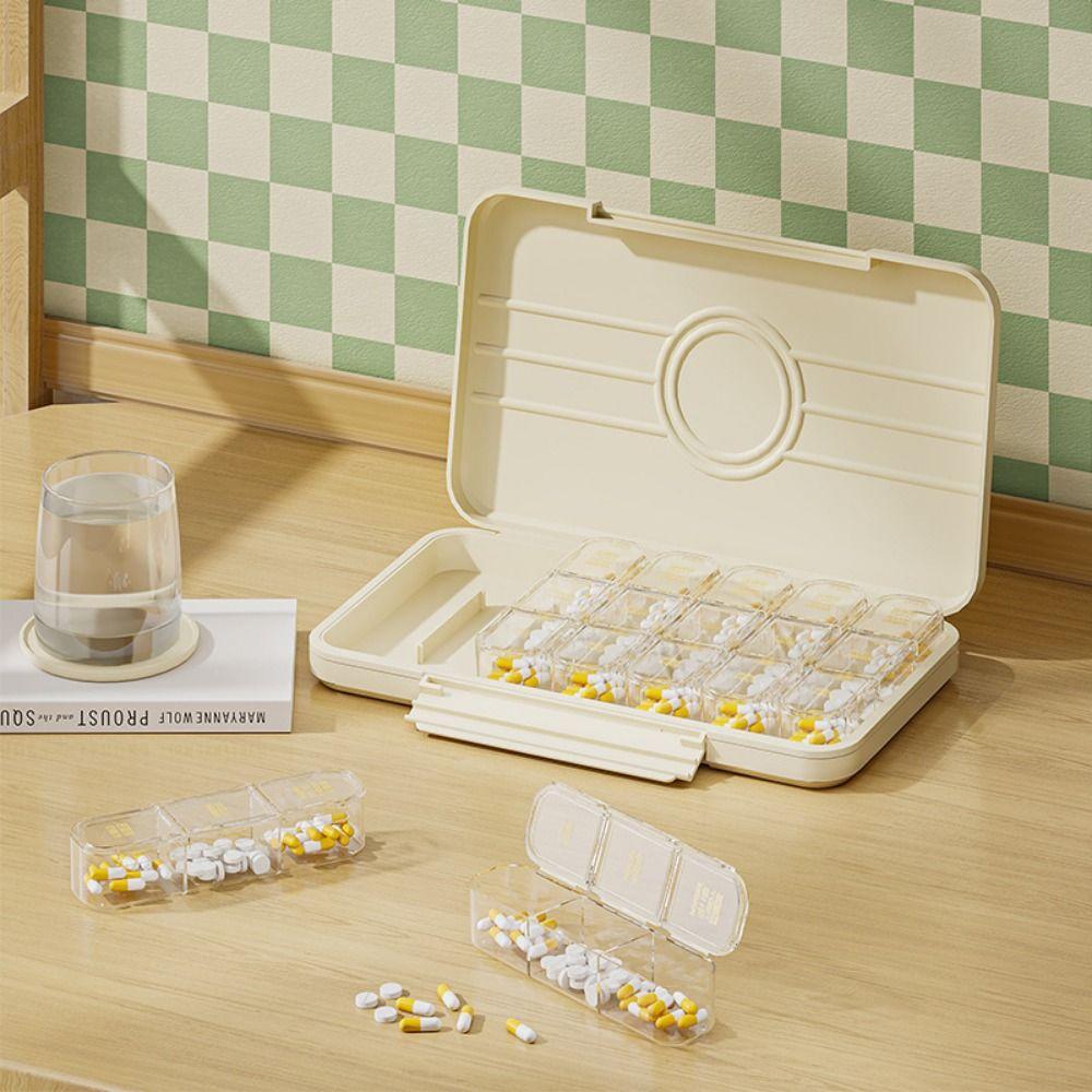 Portable Pill Dispenser Box A Week Sealed Pill Case Easy Open Medicine Storage Containers Outdoor