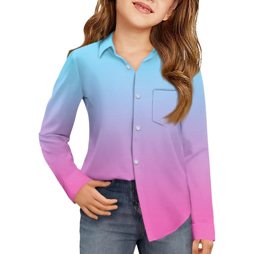 Girls' Button-Down Shirt - Long Sleeve Dress Blouse