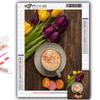 5D DIY Diamond Painting Tulips And Coffee Cross Stitch Diamond Art Embroidery  Mosaic Home Deco