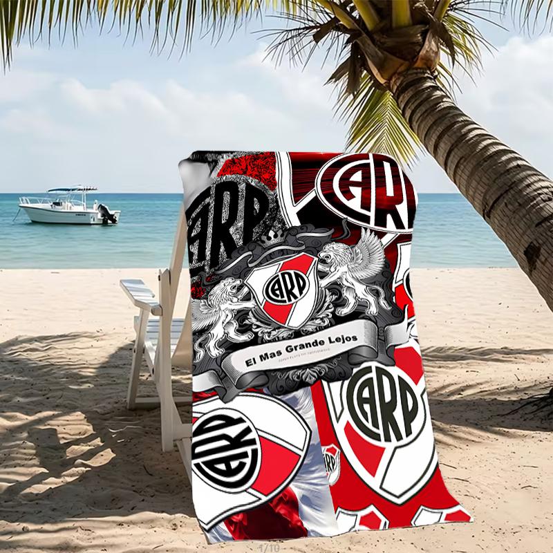 Beach Towel with Club Atlético River Plate Pattern - soft,absorbent,machine washable Lightweight&Modern,swimming,Travel Essentials