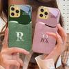 Золотистая окантовка буква R Для iPhone 16 16Pro Max 15 P ro 14 13 Plus 12 Mini 11Pro Max XS Max XR Золотистый чехол для телефона из закаленного стекла