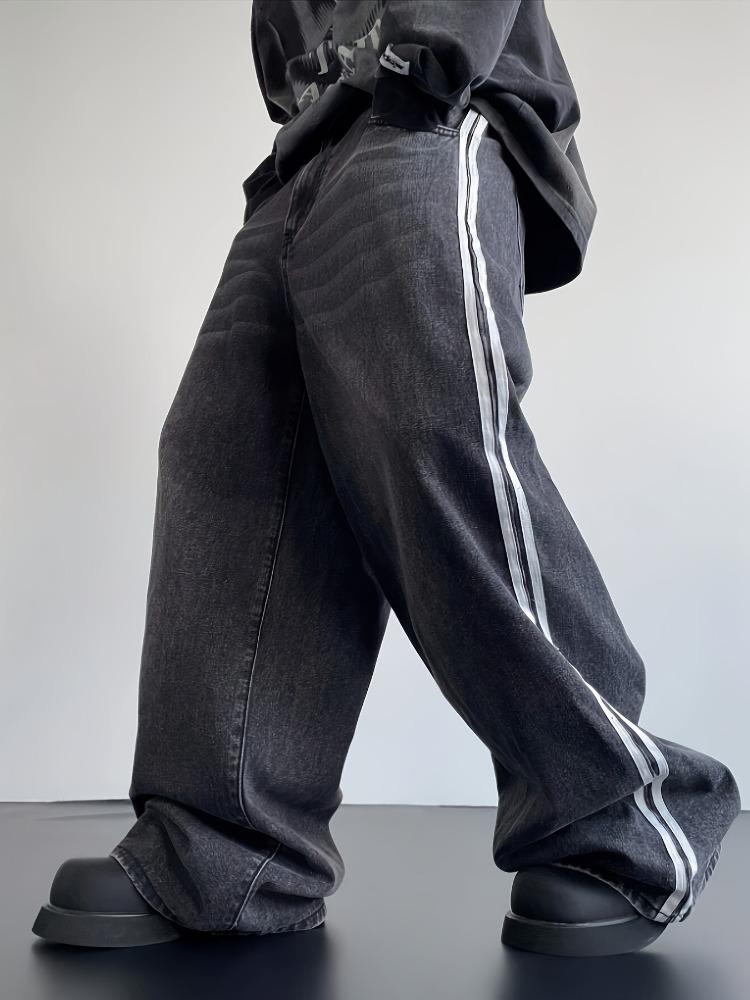 Американские винтажные джинсы свободного кроя, прямые, повседневные, модные, фирменные, вышитые, клеш