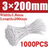 500/1000 ШТ 3*100 3*150 4*200 Самоблокирующийся Пластиковый Нейлоновый Хомут Белый Кабельный Хомут Крепежное Кольцо Zip Wraps Ремешок Набор Нейлоновых Кабельных Хомутов для ежедневного использования