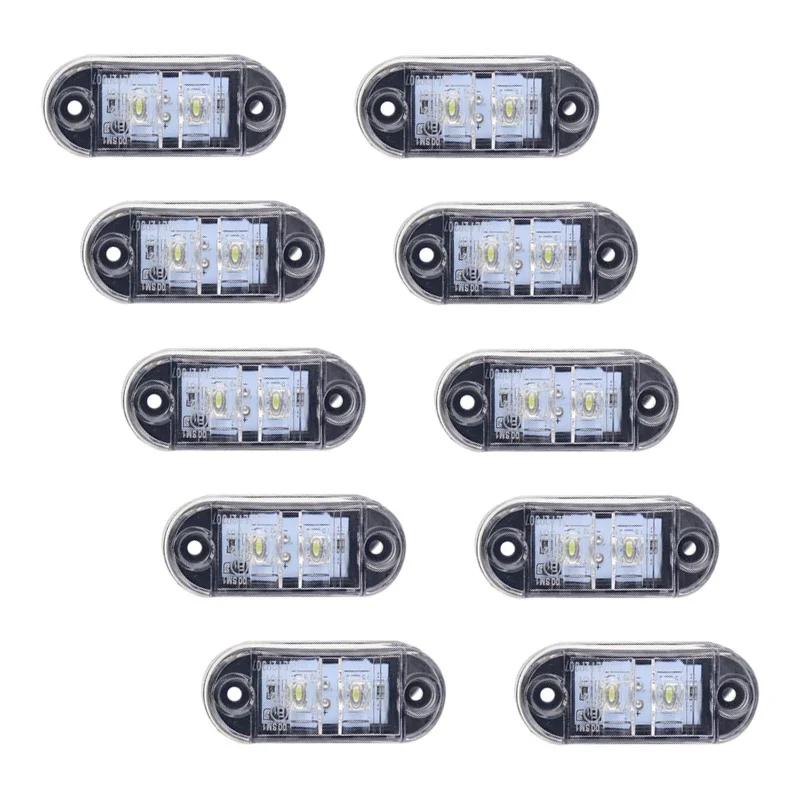 10pcs 12V 24VAmber White Red LED Oval Side Marker Lamps Car Truck Light Danger Warning Emergency Work Lamp Clearance Light