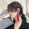Vintage Red Rose Drop Petals Long Tassel Flower Jewelry Dangle Earrings Stud Earring Accessories