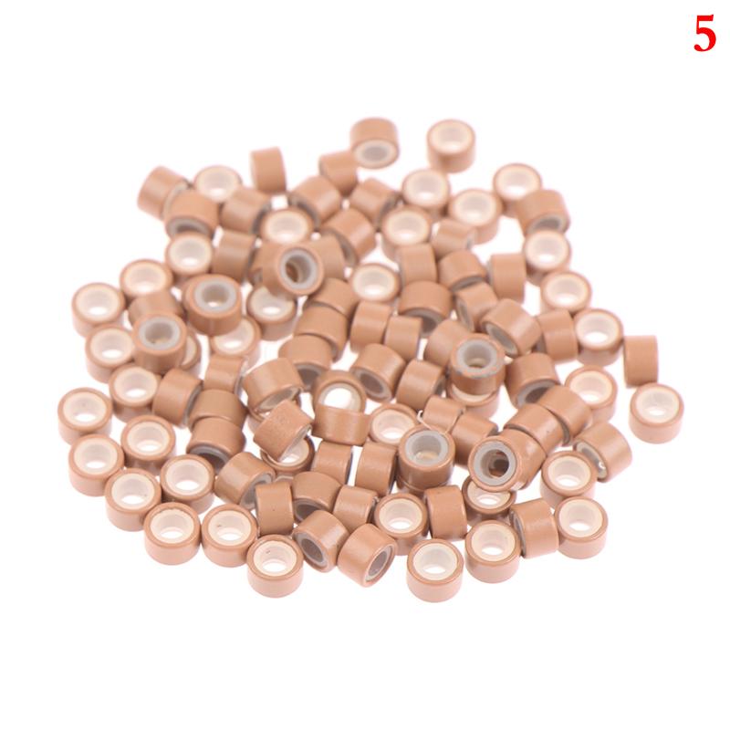 100 шт. 5,0*3,0*3,0 мм Микро силиконовые кольца/звенья/бусины с подкладкой МИКРО Кольцо Звено Обжимные бусины Инструменты для наращивания волос