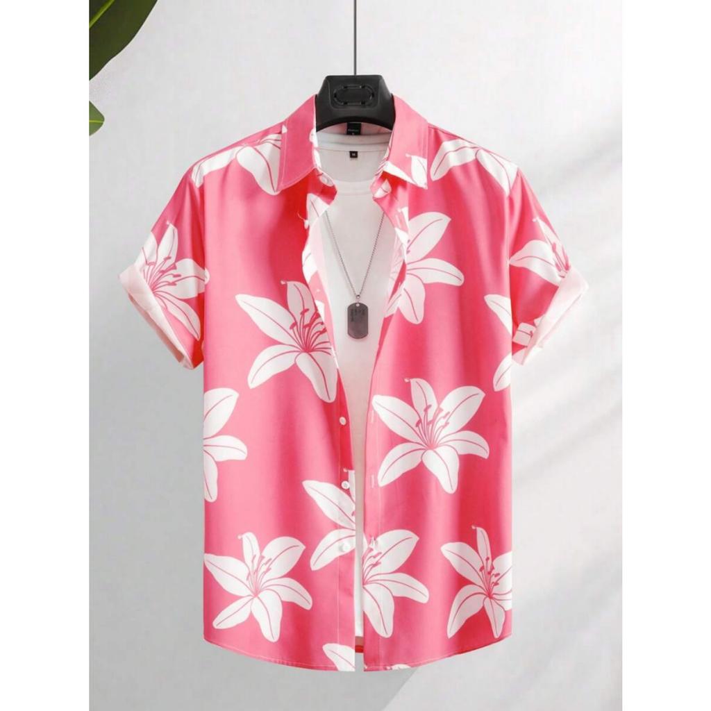 2025 Новые летние повседневные рубашки с коротким рукавом с 3D цветочным принтом, мужские повседневные рубашки для улицы, пляжные рубашки в гавайском стиле