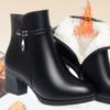 Модные осенне-зимние короткие ботинки женские ботинки на толстом каблуке из мягкой кожи теплые ботильоны на среднем каблуке из бархатистой кожи хлопковая обувь