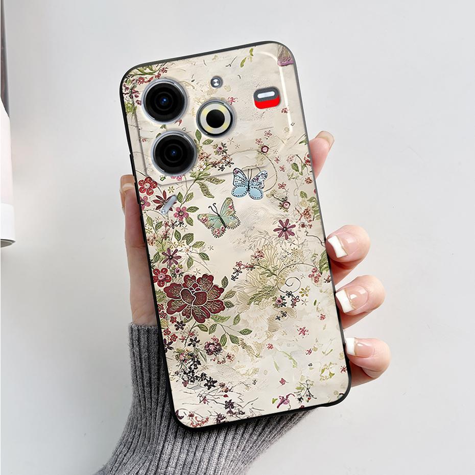6,78" Для Tecno Pova 6 Neo Чехол Pova6 Neo Задняя крышка Стильный узор Черный силикон Мягкие чехлы для телефона Для Tecno Pova 6 Neo Fundas