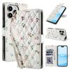 Для iPhone 14/13/12/11 Pro Max 13 Mini X XR XS Max 7 8 SE 2022 Кошелек-чехол с держателем для карт, Дизайн Цветок, Чехол-книжка с подставкой