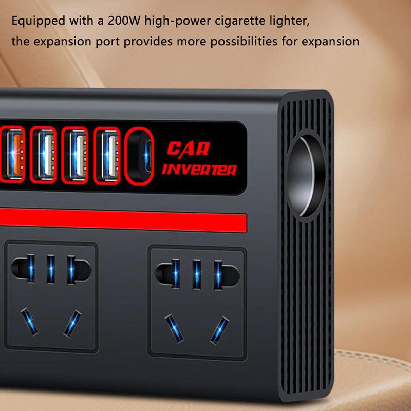 1 шт. Автоаксессуары USB-зарядные устройства Отображение напряжения Автомобильный инвертор Автомобильная розетка USB Быстрая зарядка 200 Вт Адаптер питания Qc 3.0