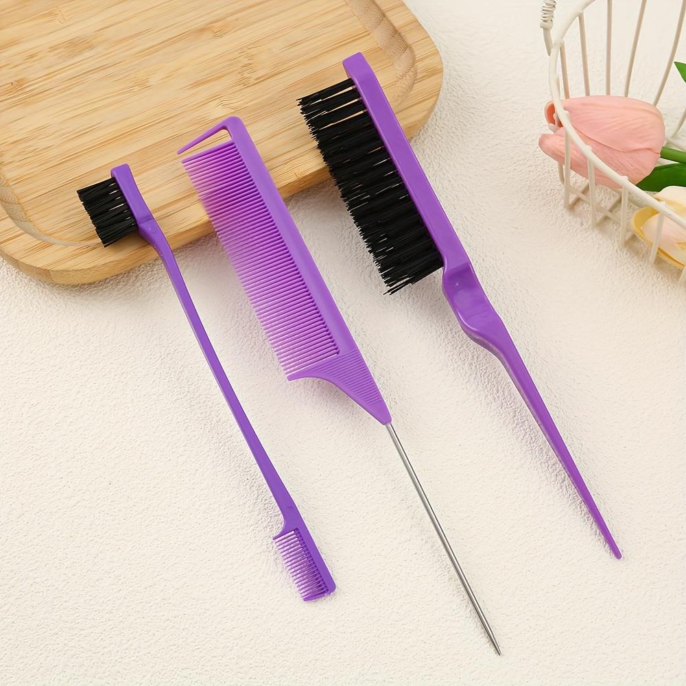 [3 шт. Многоцелевая расческа для укладки волос] Набор из 3 расчесок для укладки волос - Щетки с нейлоновой щетиной, Для нормальных волос, Расчески с мелкими зубьями с ручками из АБС-пластика