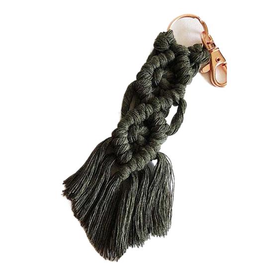 Брелок для ключей в богемном стиле ручной работы с кисточкой и пряжкой в ​​этническом стиле декоративный винтажный ручной работы макраме