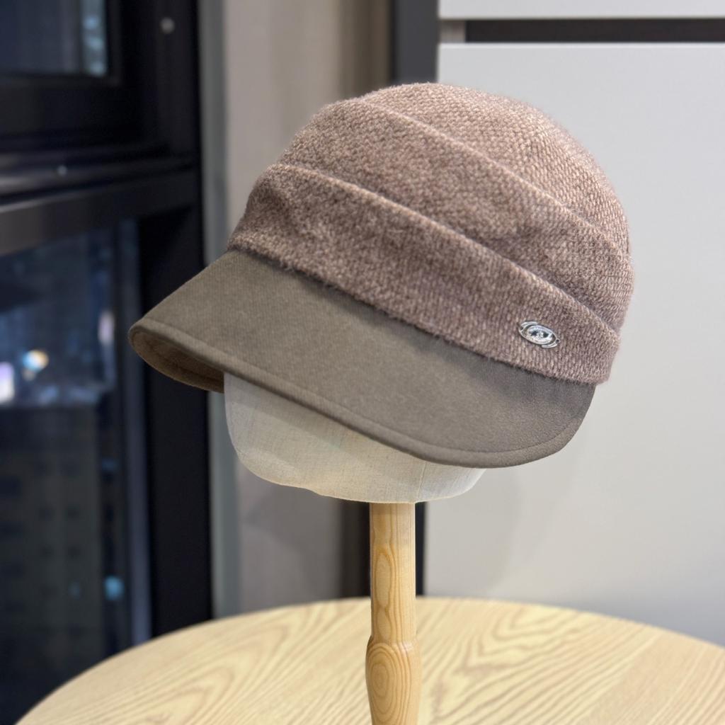 Ретро Плиссированная Пушистая Панама с Большими Полями в Корейском Стиле для Женщин Зимняя Теплая Темпераментная Универсальная Кепка Утка Маляра