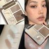 Four-color Highlighter Contour Palette Illuminator Makeup 3D Bronzer Matte Contour Powder Rose Blush Highgloss Palette Cosmetics
