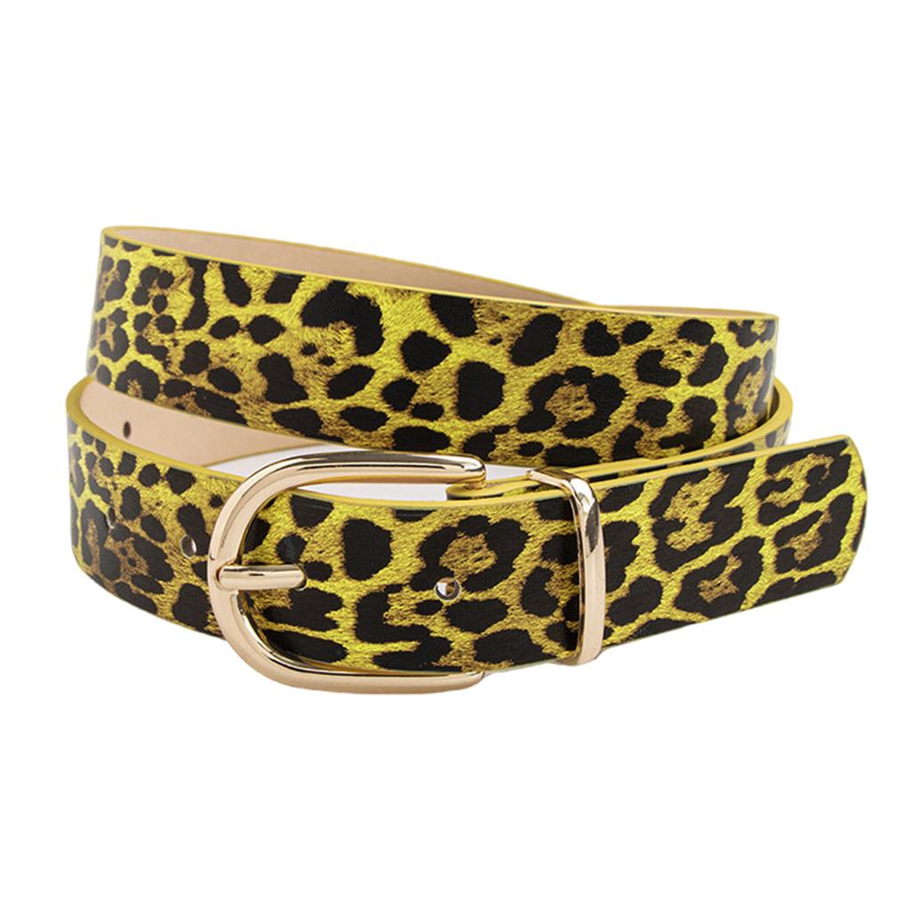 Y2K Leopard Pattern PU Leather Belt Adjustable Waistband Pin Buckle Waist Strap For Women Jeans Pants Fashion Accessory