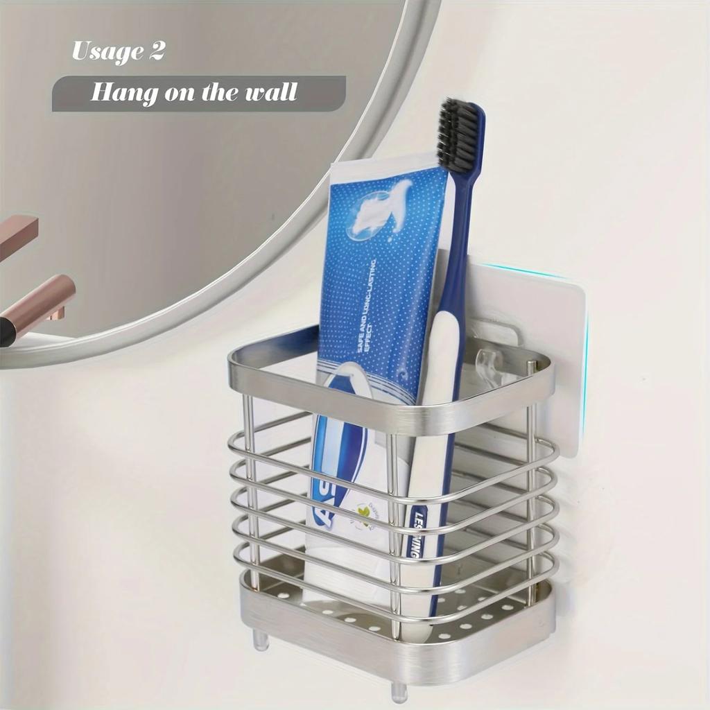 Modern Stainless Steel Toothbrush Holder - Rust-Proof & Multifunctional Rack for Organized Bathrooms - Space-Saving & Stylish Ac